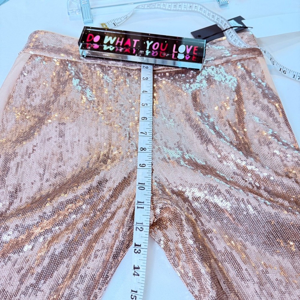 NWT Rachel Zoe Champagne Rose Gold Luxe Glam Sequin Side Stripe Trousers 8 - Picture 9 of 12